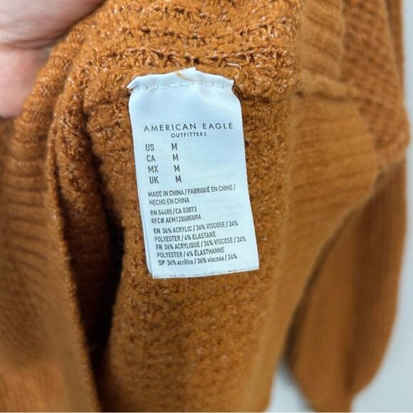 American Eagle Outfitters Brown Orange Crewneck Oversized Sweater Size Medium - Picture 5 of 7